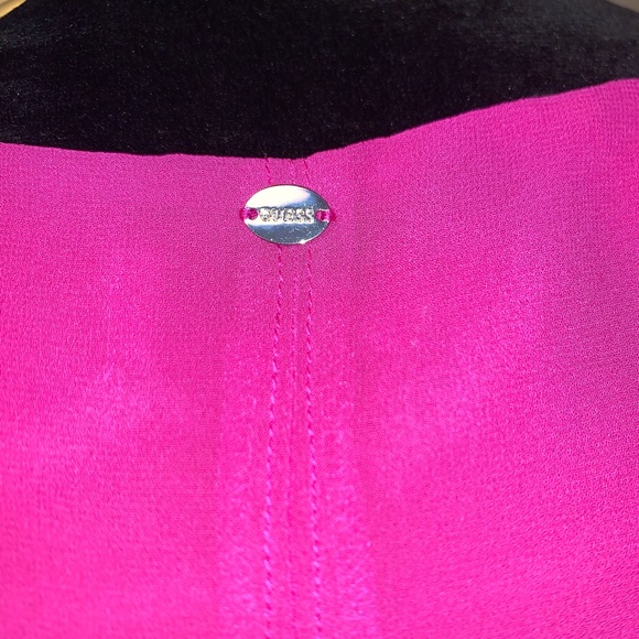 Guess Fuchsia Sheer Layered Open Back Tank - Picture 3 of 8